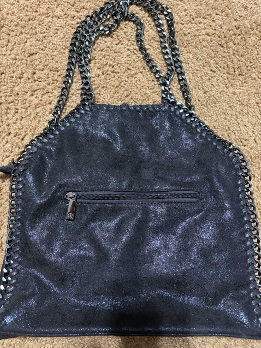Snails 🐌 Metallic Black Snails Tote Bag with Lead-Tone Chain Detail - Picture 8 of 14